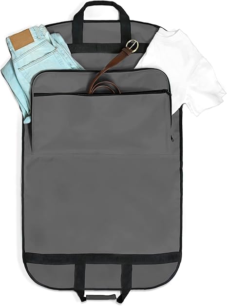 Garment Bag Cover For Suits/Dresses Pockets Gray