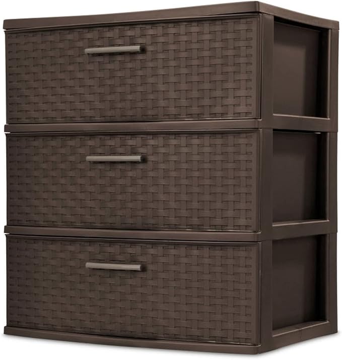 3 Drawer Wide Weave Tower | Espresso | Sterilite