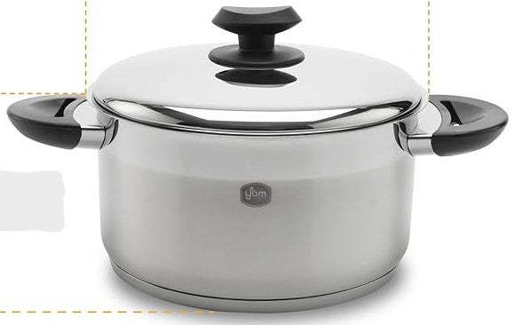 YBM 5QT Stainless Steel Pot | Tri-Ply | Black Handle