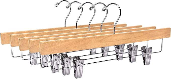 Flat Skirt Hangers Natural Chrome Hook 5PK