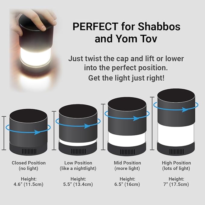 KosherLamp 360 Black | Shabbos LED Lamp for Travel