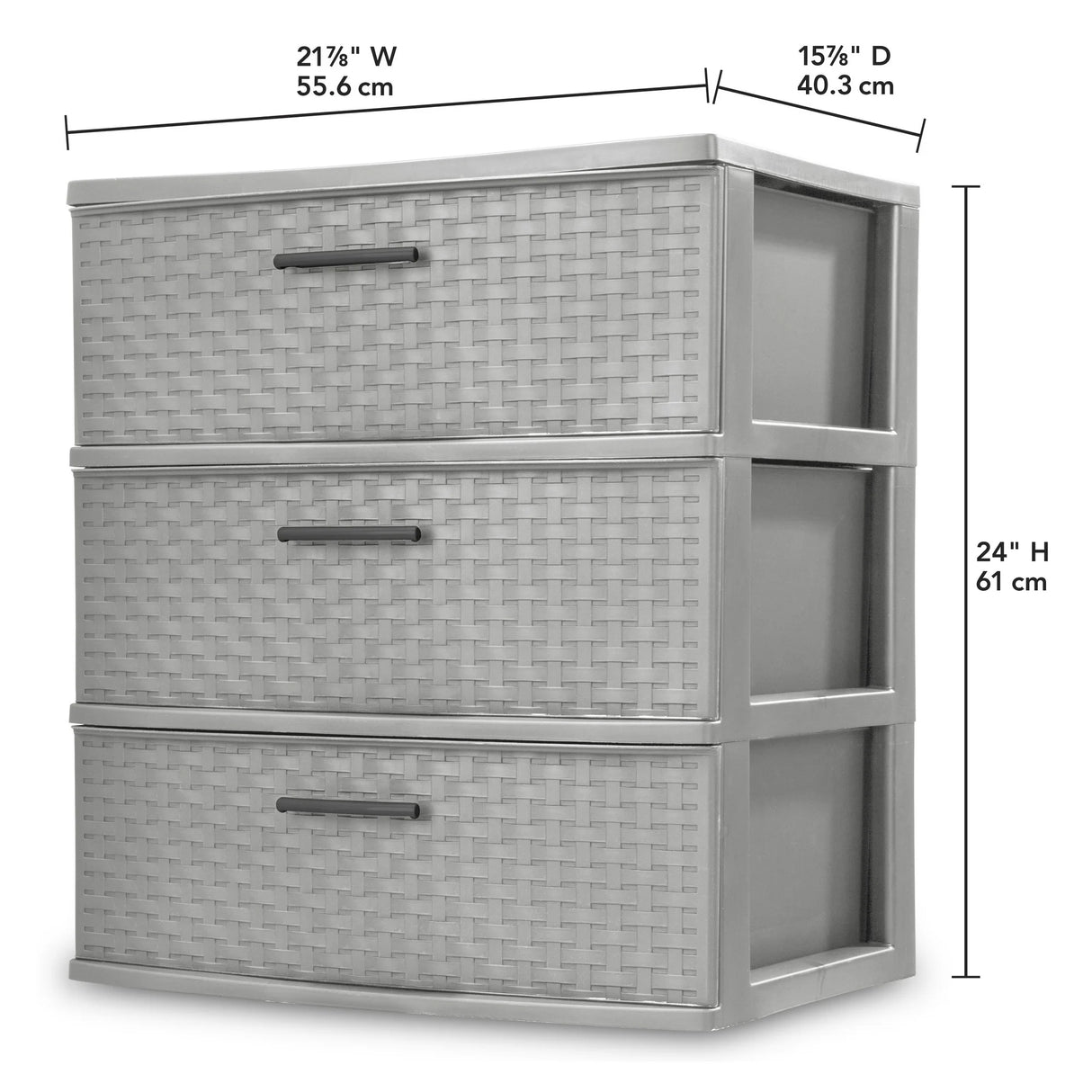3 Drawer Weave Tower Cement | Plastic Storage Organizer