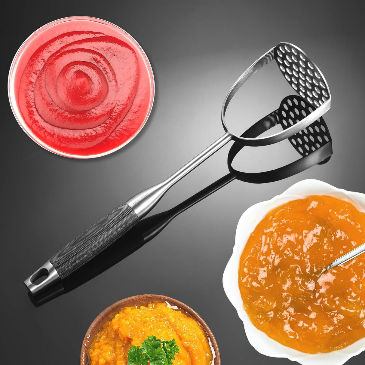 Stainless Steel Potato Masher | 12.5 Inch | Silver | Millvado