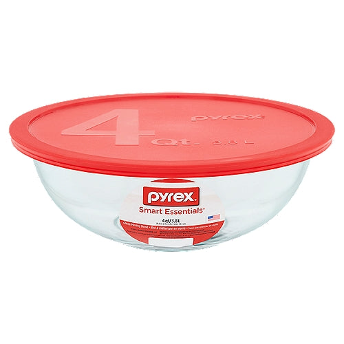 Glass Mixing Bowl With Cover | 4QT | Transparent | Pyrex