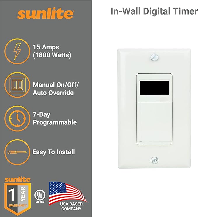 7 DAY DIGITAL IN WALL TIMER SUNLITE