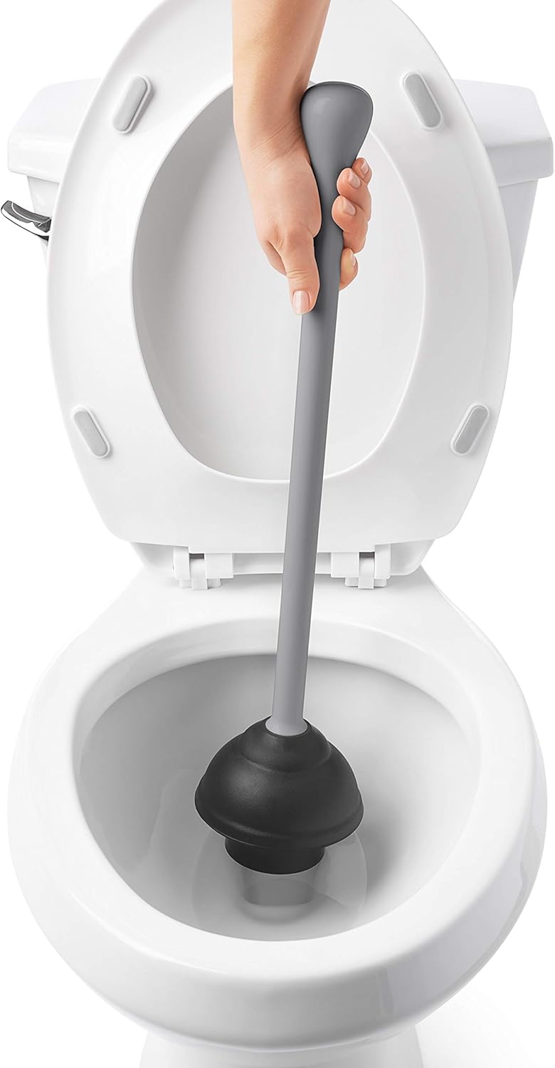 OXO Toilet Plunger With Holder | Good Grips Handle | Grey