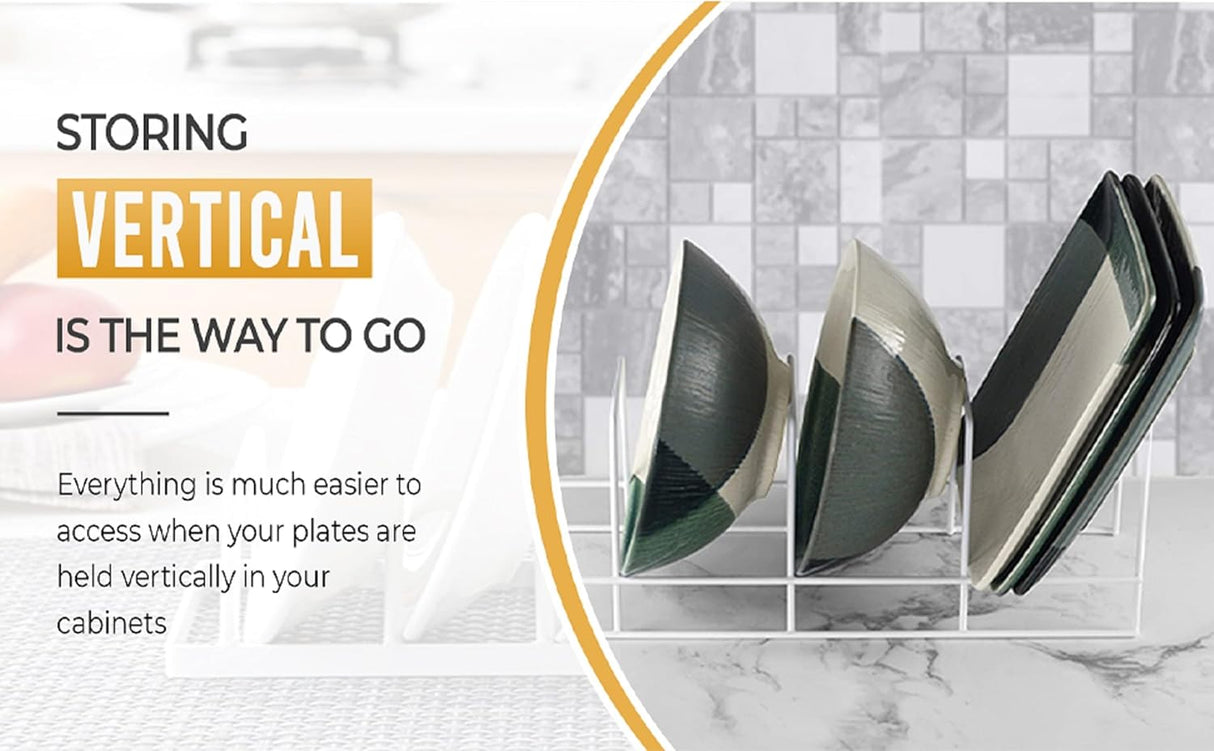 Plate Rack 4-Section | Dish Organizer | Grey | YBM Home