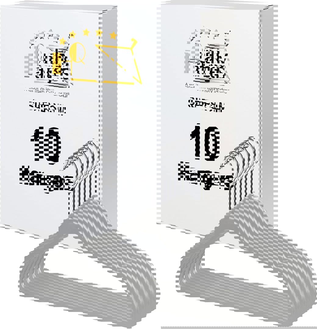 Plastic Hangers Adult Grey 10PK Quality Hangers