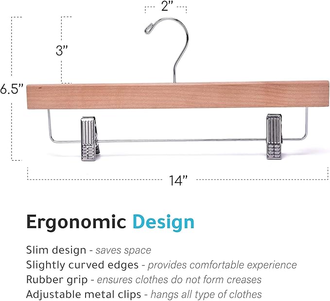 Flat Skirt Hangers Natural Chrome Hook 5PK