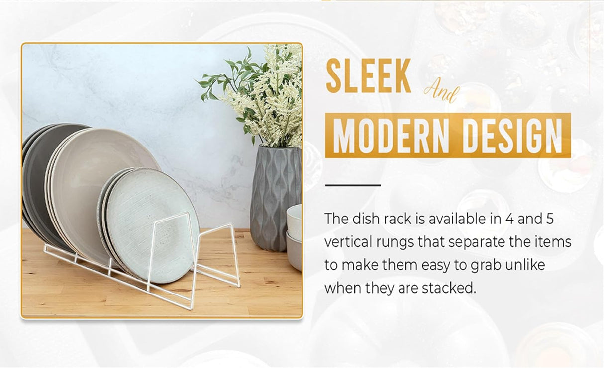 Plate Rack 4-Section | Dish Organizer | Grey | YBM Home