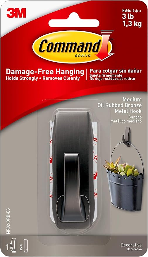 Medium Oil Rubbed Bronze Metal Hook Command Brand