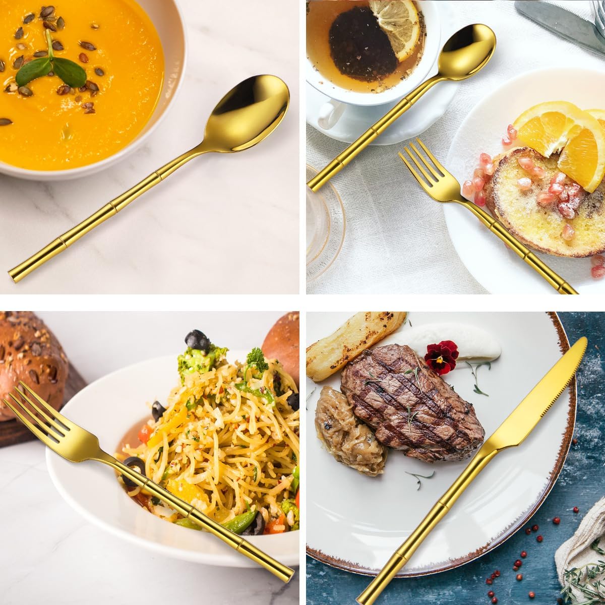 Gold Flatware Set 20pc | Designer Tableware | Vikko