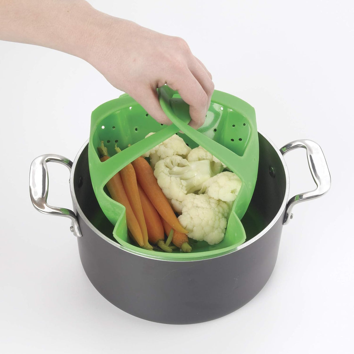 Silicone Steamer Basket With Lid | Green | OXO Good Grips