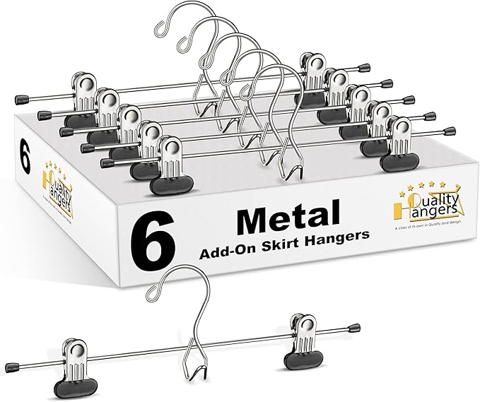Metal Add-On Skirt Hangers 6pk Quality Hangers