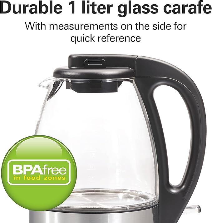 Compact Glass Kettle 1LT Hamilton Beach