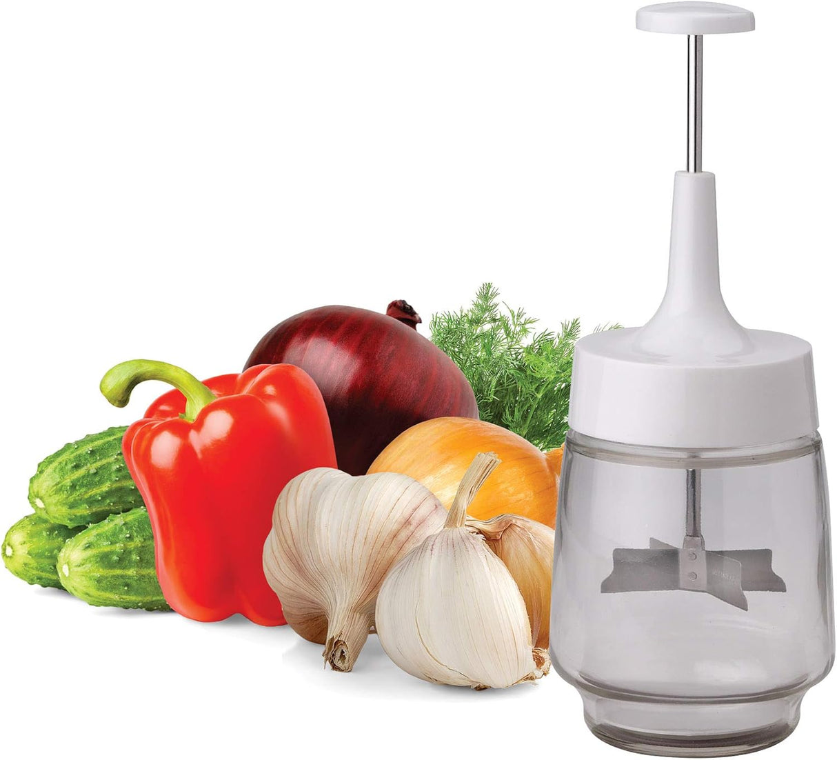 Glass Food Chopper | 18/8 stainless steel blades | HIC Kitchen