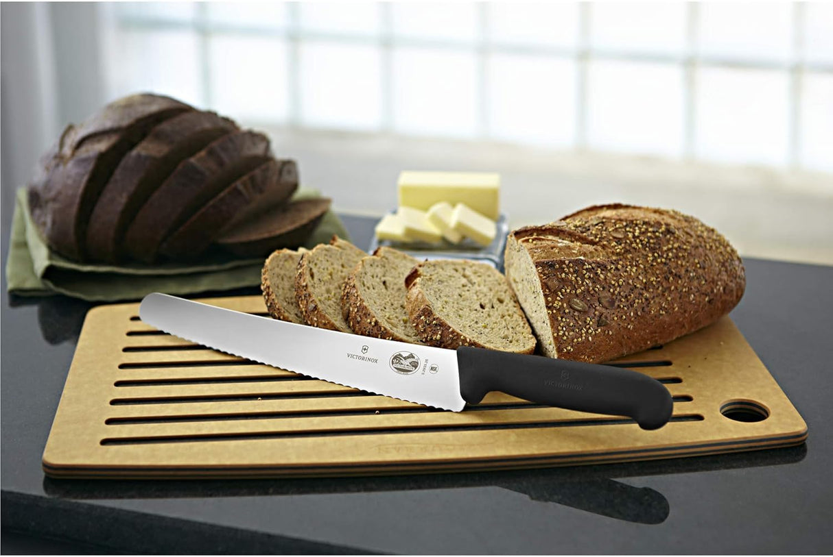 Serrated Bread Knife 10.25" | Fibrox Black Handle | Round Tip | Victorinox