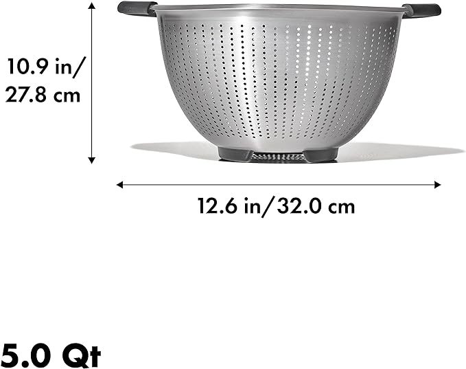 Stainless Steel Colander | 5QT Capacity | Silver | OXO