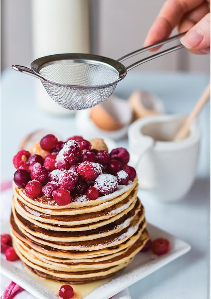 Double Mesh Strainer | 4 Inch | 18/8 Stainless Steel | Fine Dual Mesh | HIC Kitchen