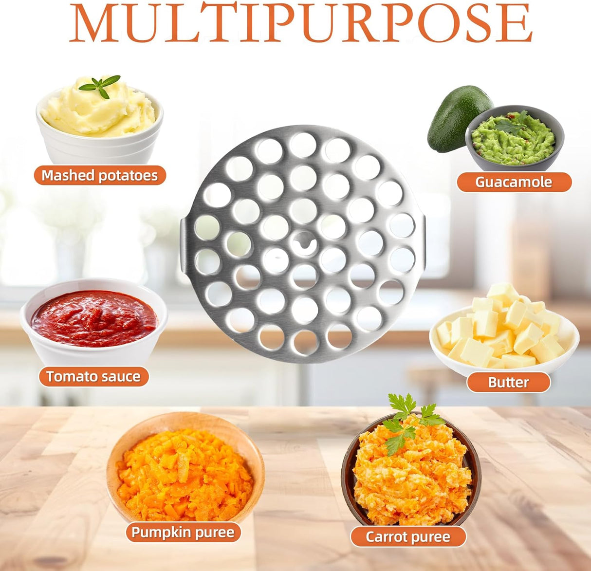 Stainless Steel Potato Masher | 12.5 Inch | Silver | Millvado