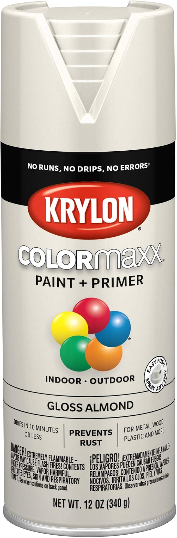 Krylon COLORmaxx Spray Paint and Primer | 12 oz | Gloss Almond
