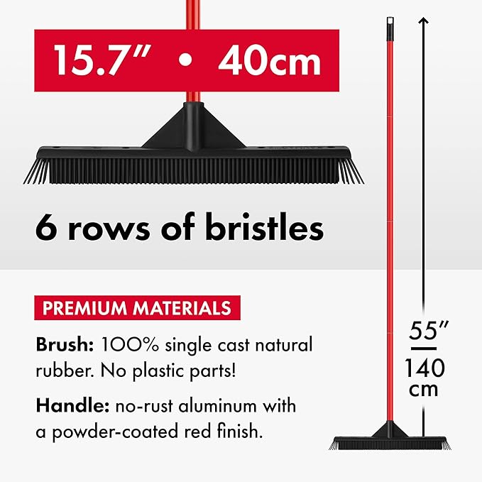 Rubber Bristles Slim Broom | 15 inches | Ravmag