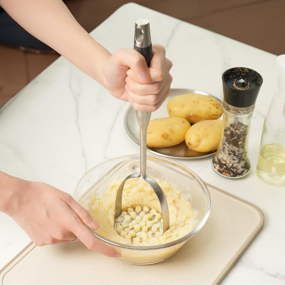 Stainless Steel Potato Masher | 12.5 Inch | Silver | Millvado