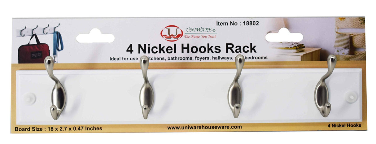 Hook Rack 4 Nickel Hook White