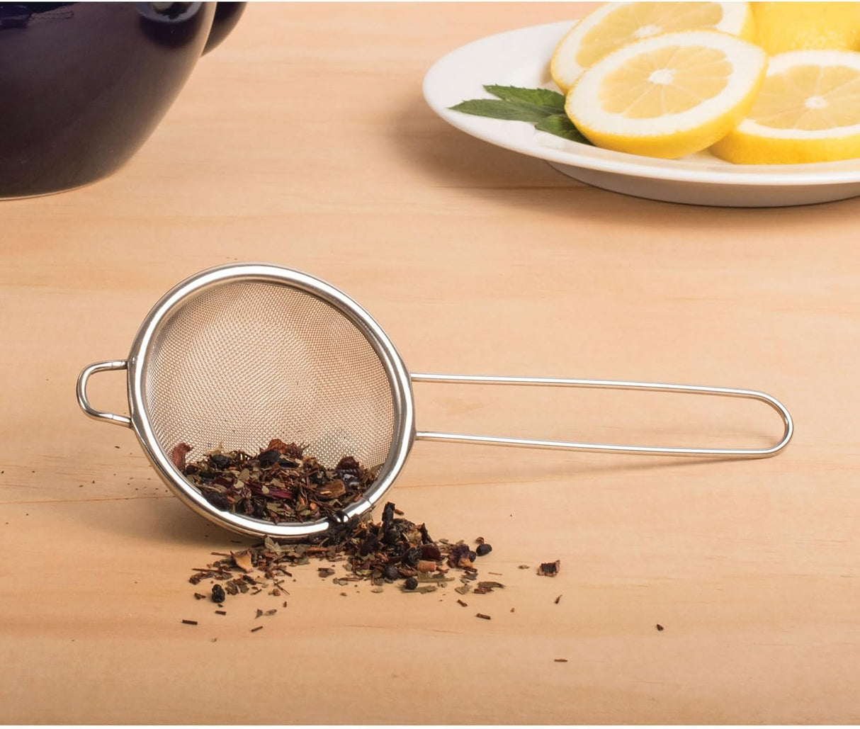 Fine Mesh Strainer with Helper Handle | 3.75" Diameter | 18/8 Stainless Steel | HIC Kitchen