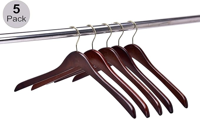 Wood Curved Suit Hangers Retro 5pk Quality Hangers