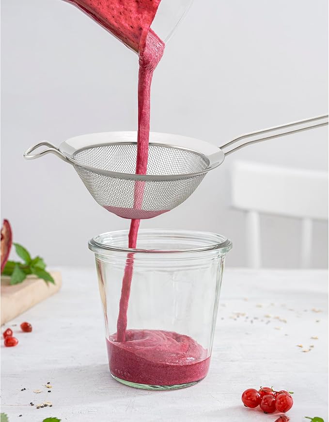 Double Mesh Strainer With Handles | 5 Inch | 18/8 Stainless Steel | Fine Dual Mesh | HIC Kitchen