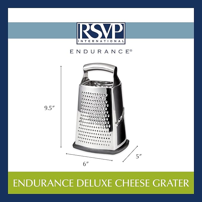 Handheld Cheese Grater Deluxe | Stainless Steel | Non-Slip Base | 6"x5"x9.5"H | RSVP