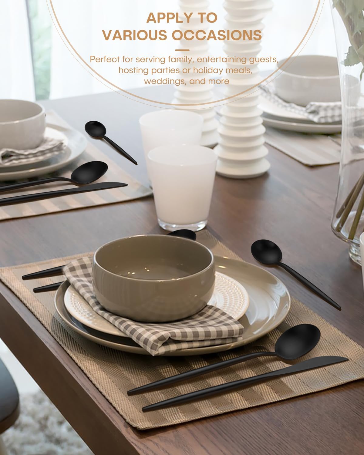 Black Flatware Set 20 pc | Vera Design | Stainless Steel | Vikko