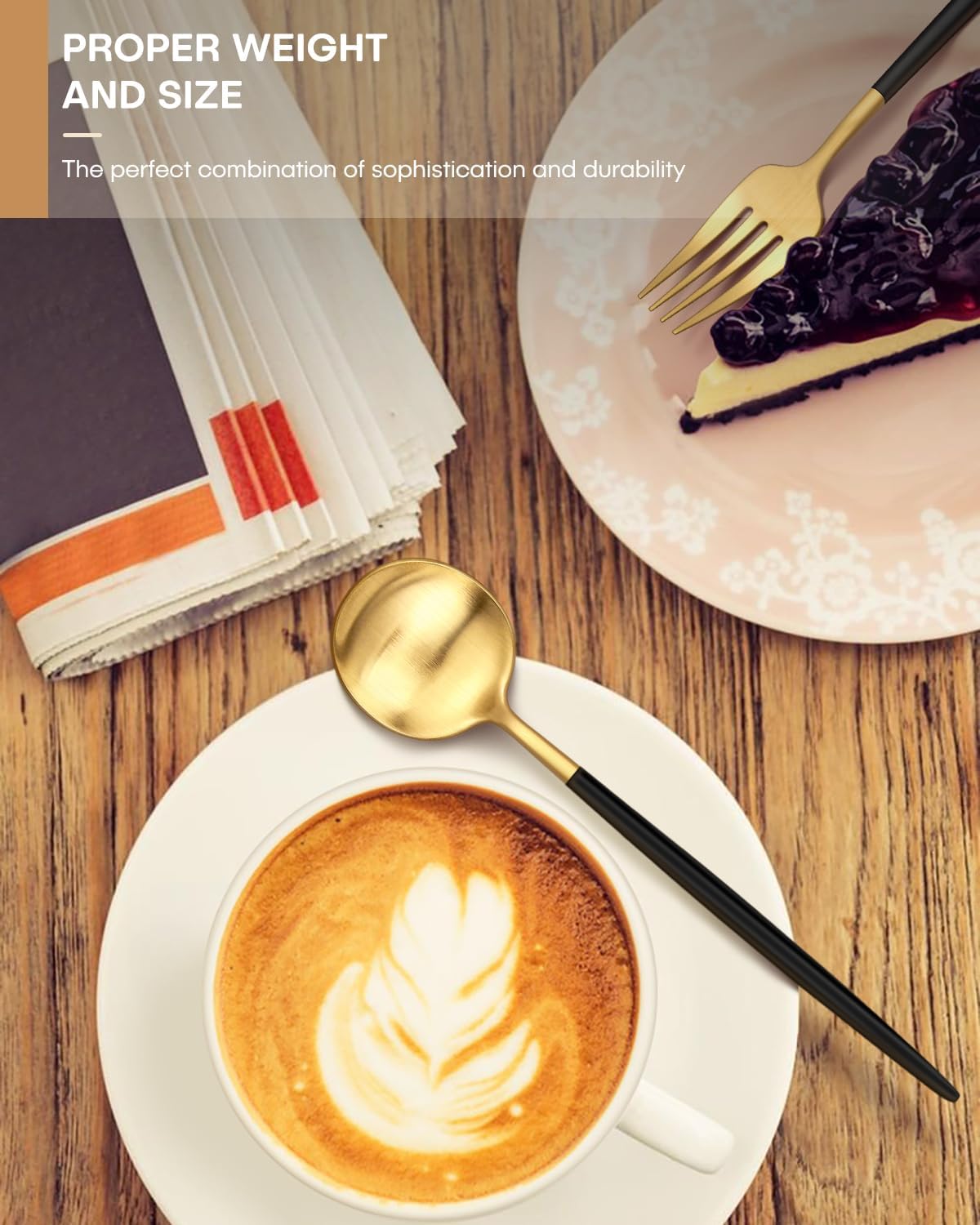 Flatware Set Black Gold | Designer Tableware | 20 pc | Vikko