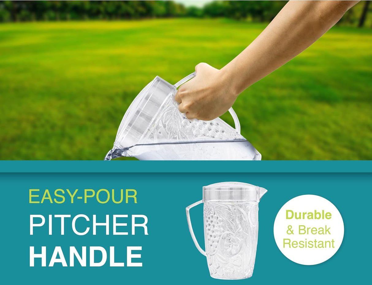 Plastic Beverage Pitcher with Lid | 760z | Fruit Design | Arrow