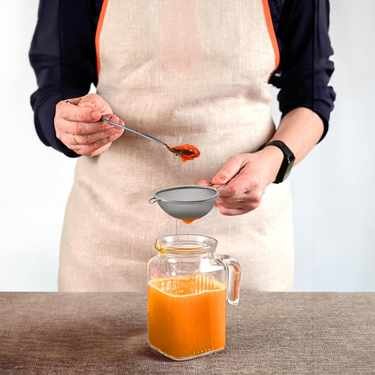 Fine Mesh Strainer with Helper Handle | 3.75" Diameter | 18/8 Stainless Steel | HIC Kitchen