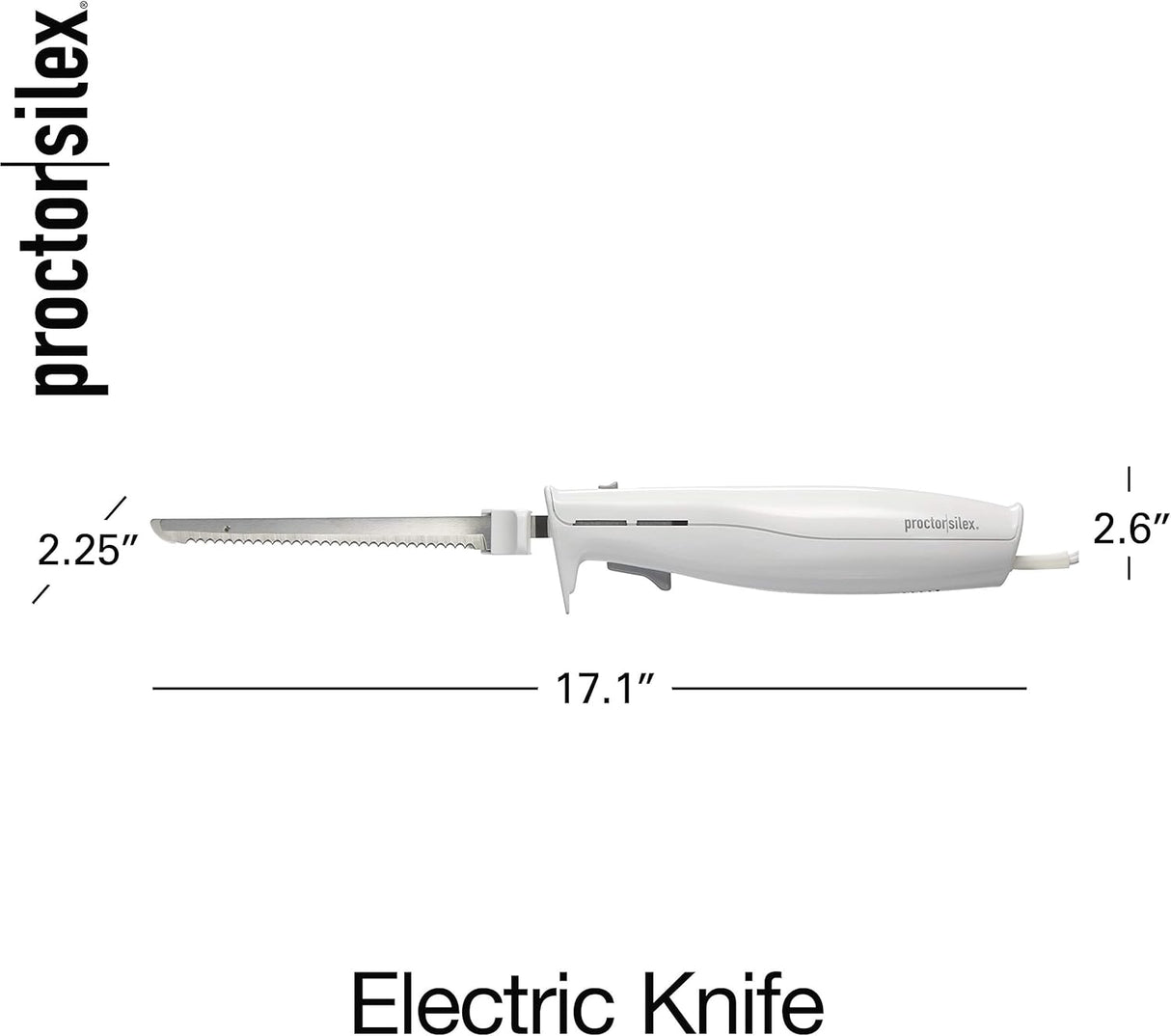 Proctor Silex Electric Knife | Serrated Blade | Model 74311 | White