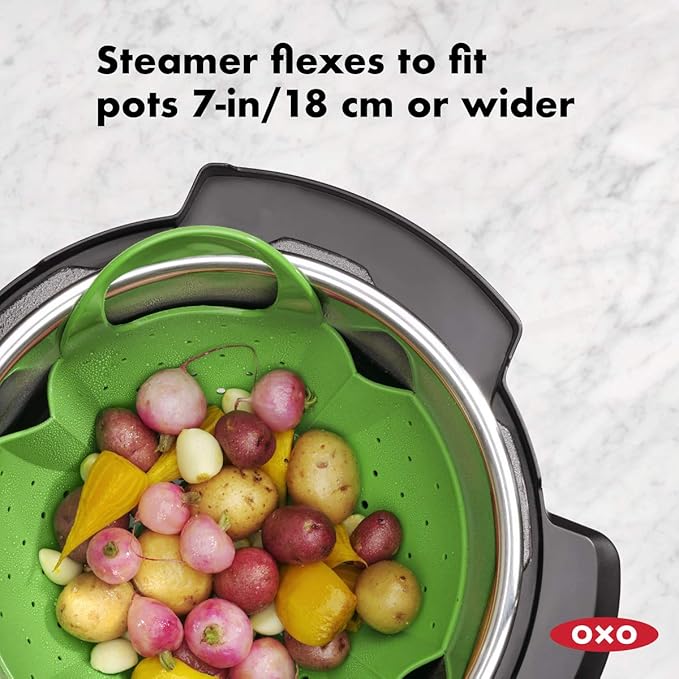 Silicone Steamer Basket With Lid | Green | OXO Good Grips