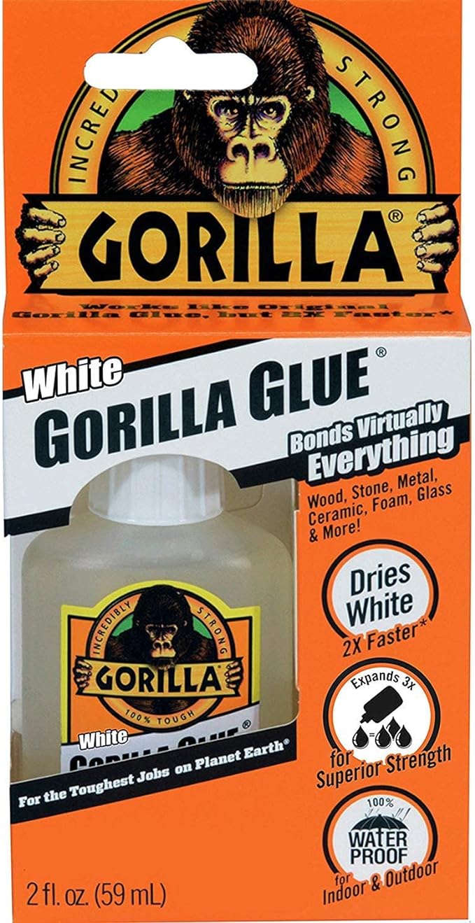 White Gorilla Glue 2 oz | Fast Drying | Waterproof Polyurethane Adhesive