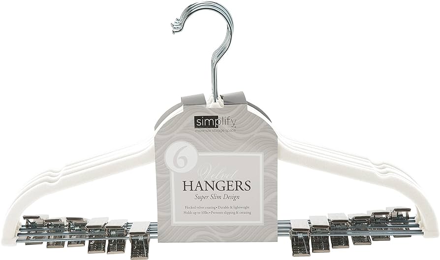 Velvet Hangers Clips 6pk White Simplify