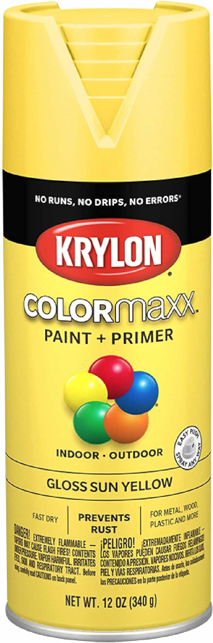 Krylon COLORmaxx Spray Paint and Primer | 12 oz | Sun Yellow