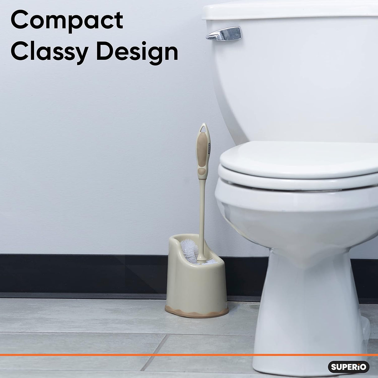 Toilet Brush with Lip | Ergonomic Handle | Beige | Superio