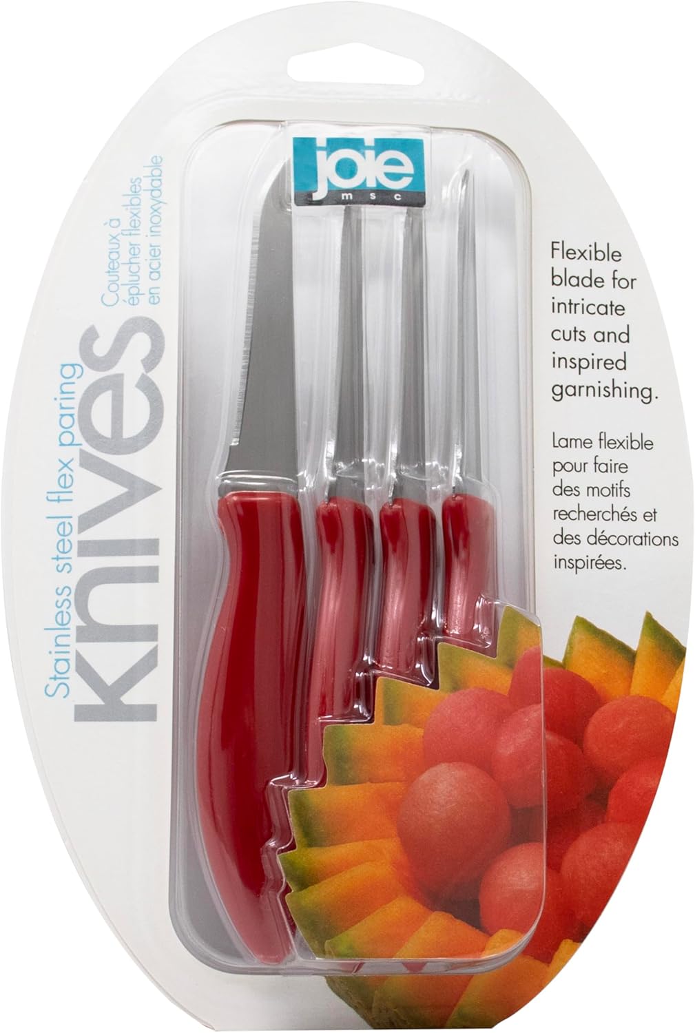 Paring Knife Set 4pc | Stainless Steel | Red | Joie