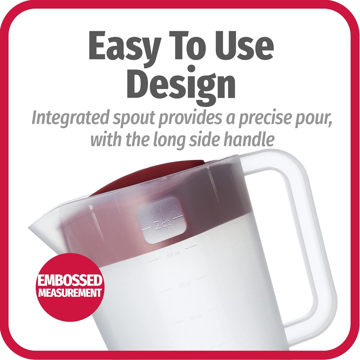 Plastic Pitcher with 4 Way Lid | 1 Gallon | Red | GoodCook