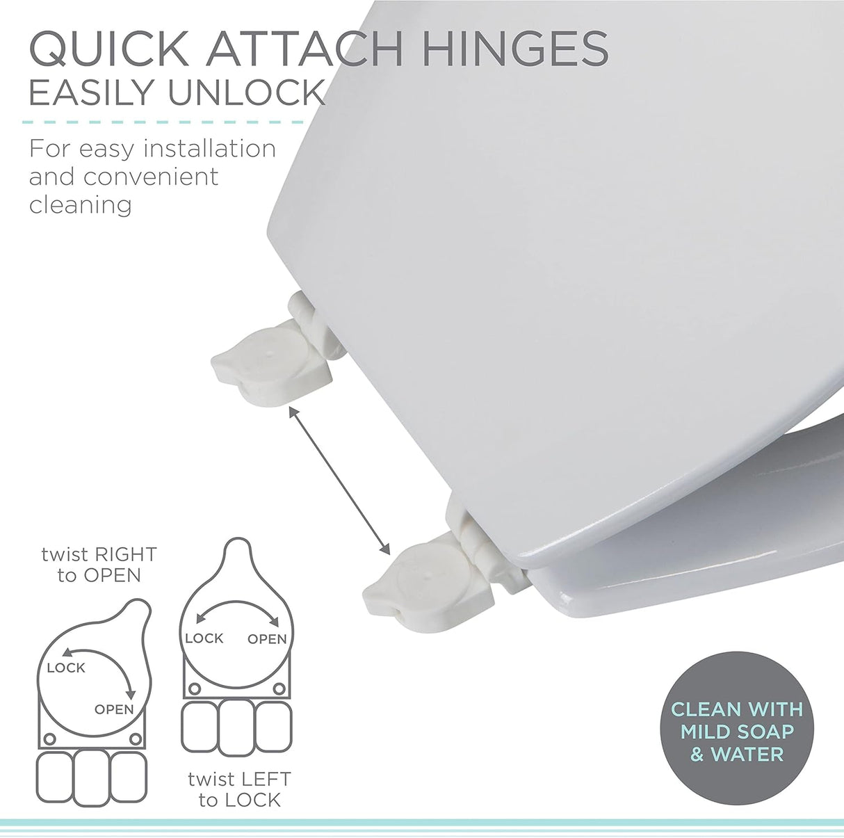 Slow Close Toilet Seat | Round 16.5" White| Soft-Close | Bath Bliss