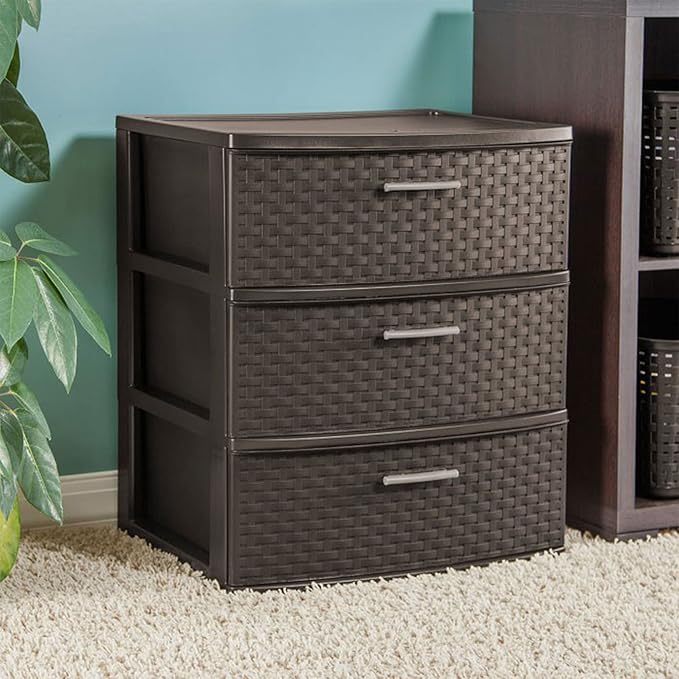 3 Drawer Wide Weave Tower | Espresso | Sterilite