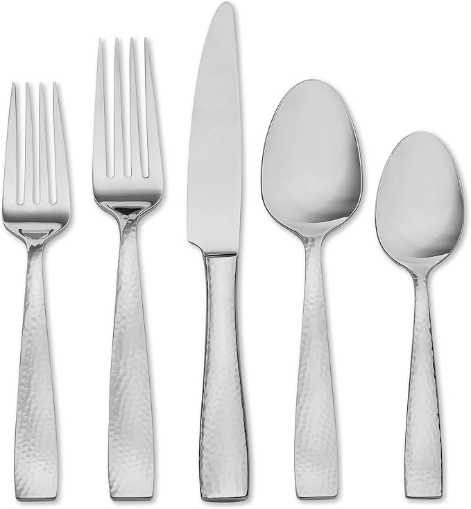 Hammered Flatware Set | Metallic | Stainless Steel | 20 PC | Vento