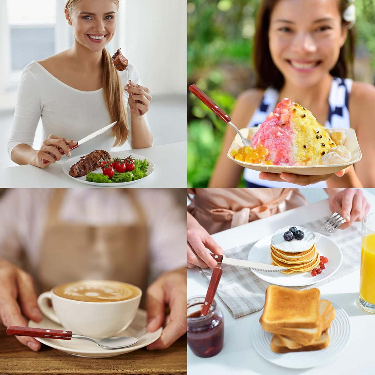 20pc Flatware Set Sequia | Cherry Wood | Stainless Steel | Holister