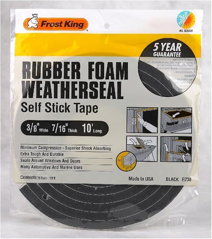 Weatherseal Black Rubber Foam 7/16" x 3/8" x 10' Frost King