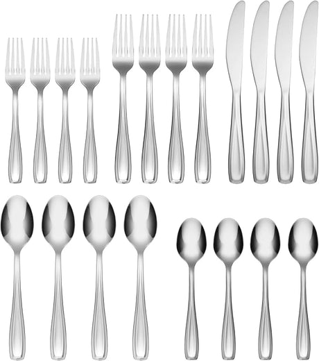 20 pc Flatware Set | Waylen Mirror Piece | Silver | Cambridge